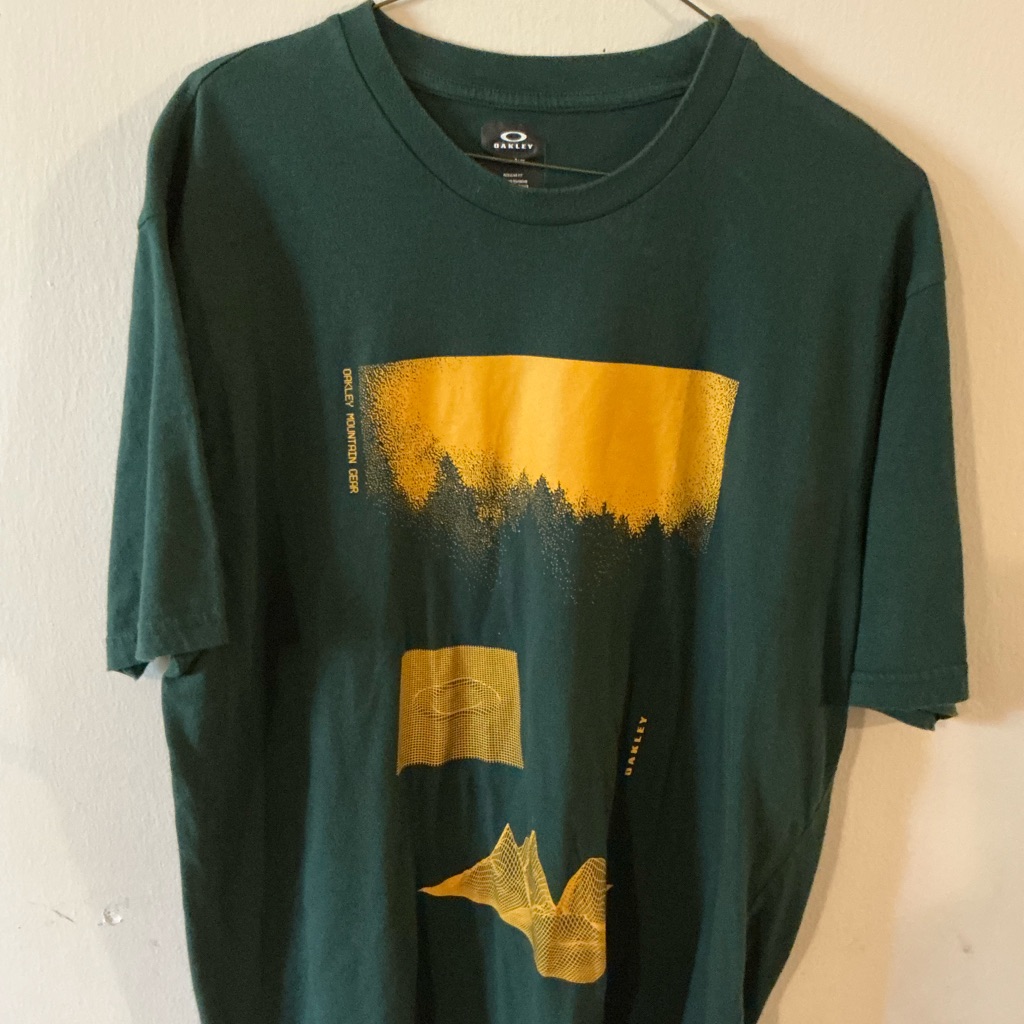 Oakley Forest Green Tee With Yellow Graphic Oakley Forest Green Tee With Yellow Graphic
